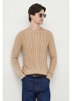Guess sweter męski kolor beżowy ze sklepu ANSWEAR.com w kategorii Swetry męskie - zdjęcie 163378180