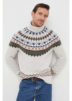 Barbour sweter wełniany Roose Fair Isle Rollneck męski kolor szary z golferm MKN1492 ze sklepu ANSWEAR.com w kategorii Swetry męskie - zdjęcie 163379550