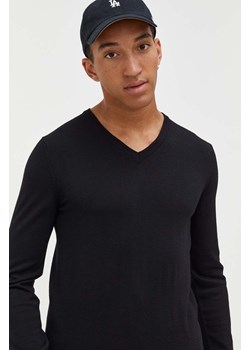 HUGO sweter wełniany męski kolor czarny lekki ze sklepu ANSWEAR.com w kategorii Swetry męskie - zdjęcie 163379560