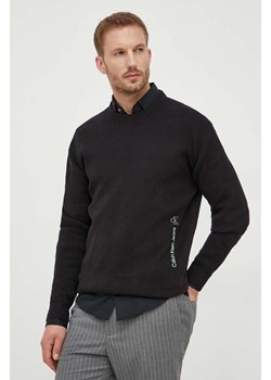 Calvin Klein Jeans sweter bawełniany kolor czarny ze sklepu ANSWEAR.com w kategorii Swetry męskie - zdjęcie 163379613