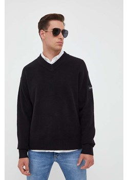 Calvin Klein sweter z domieszką wełny męski kolor czarny ze sklepu ANSWEAR.com w kategorii Swetry męskie - zdjęcie 163379770