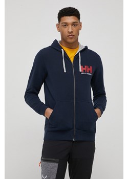 Helly Hansen bluza bawełniana męska kolor granatowy z kapturem 34163-597 ze sklepu ANSWEAR.com w kategorii Bluzy męskie - zdjęcie 163398093