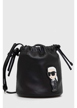 Karl Lagerfeld torebka skórzana kolor czarny ze sklepu ANSWEAR.com w kategorii Torebki worki - zdjęcie 163408914