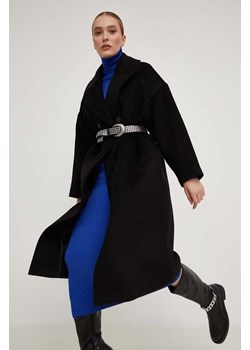 Answear Lab płaszcz wełniany kolor czarny  oversize ze sklepu ANSWEAR.com w kategorii Płaszcze damskie - zdjęcie 163414392