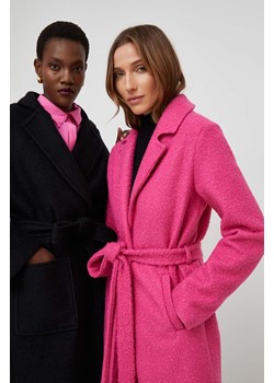 Answear Lab płaszcz z wełną kolor różowy przejściowy niezapinany ze sklepu ANSWEAR.com w kategorii Płaszcze damskie - zdjęcie 163415453