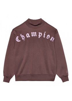 Damska bluza dresowa nierozpinana z golfem Champion Rochester Mock Turtle Neck Long Sleeves Sweatshirt - brązowa ze sklepu Sportstylestory.com w kategorii Bluzy damskie - zdjęcie 163425122