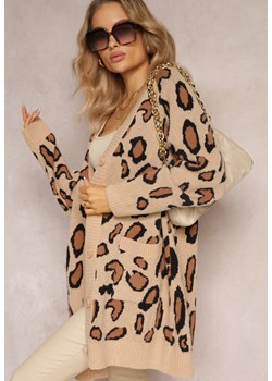 Beżowy Luźny Kardigan Zapinany Klimonta ze sklepu Renee odzież w kategorii Swetry damskie - zdjęcie 163441452
