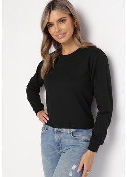Czarna Bluzka Bluza z Długim Rękawem Sikeba ze sklepu Born2be Odzież w kategorii Bluzki damskie - zdjęcie 163444350