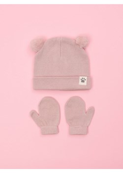 Sinsay - Komplet: czapka i rękawiczki - różowy ze sklepu Sinsay w kategorii Czapki dziecięce - zdjęcie 163451541