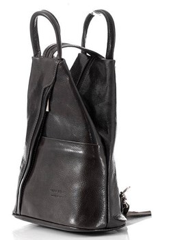 Kultowy plecak damski vegetable leather - MARCO MAZZINI czarny ze sklepu Verostilo w kategorii Plecaki - zdjęcie 163455552