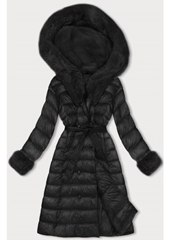 Puchowy płaszcz damski na guziki czarny (5M3160-392) ze sklepu goodlookin.pl w kategorii Płaszcze damskie - zdjęcie 163455632