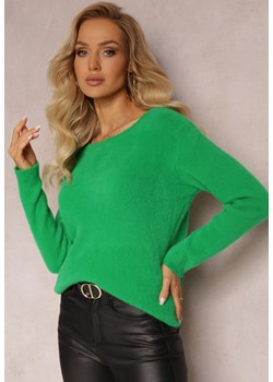 Zielony Sweter z Okrągłym Dekoltem o Puchatej Fakturze Inosuela ze sklepu Renee odzież w kategorii Swetry damskie - zdjęcie 163456553