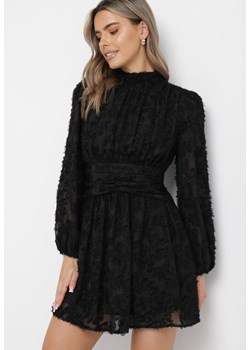 Czarna Rozkloszowana Sukienka Koronkowa Mini Alatalo ze sklepu Born2be Odzież w kategorii Sukienki - zdjęcie 163457482