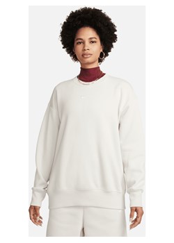 Damska bluza dresowa z półokrągłym dekoltem o kroju oversize Nike Sportswear Phoenix Fleece - Brązowy ze sklepu Nike poland w kategorii Bluzy damskie - zdjęcie 163460353