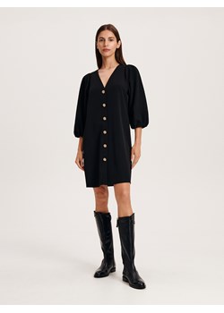 Reserved - Sukienka mini z ozdobnymi guzikami - czarny ze sklepu Reserved w kategorii Sukienki - zdjęcie 163471950