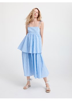 Reserved - Sukienka midi z falbanami - jasnoniebieski ze sklepu Reserved w kategorii Sukienki - zdjęcie 163472610