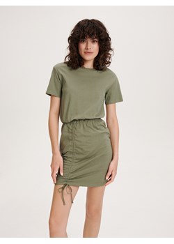 Reserved - Bawełniana sukienka mini - zielony ze sklepu Reserved w kategorii Sukienki - zdjęcie 163474414