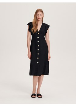 Reserved - Sukienka midi z lnu - czarny ze sklepu Reserved w kategorii Sukienki - zdjęcie 163477131