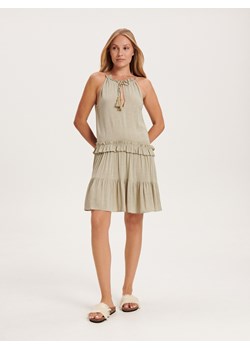 Reserved - Sukienka mini z wiskozy - jasnozielony ze sklepu Reserved w kategorii Sukienki - zdjęcie 163478293