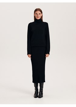 Reserved - Wełniana spódnica midi - czarny ze sklepu Reserved w kategorii Spódnice - zdjęcie 163479662