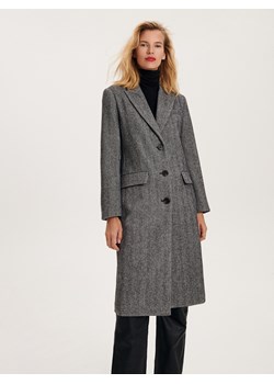 Reserved - Jednorzędowy płaszcz z wełną - szary ze sklepu Reserved w kategorii Płaszcze damskie - zdjęcie 163479672