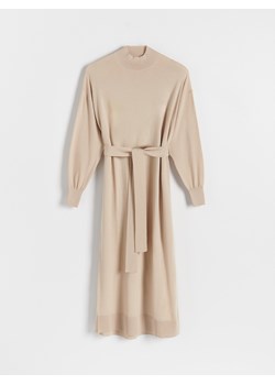 Reserved - Wełniana sukienka midi - beżowy ze sklepu Reserved w kategorii Sukienki - zdjęcie 163479764