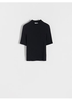 Reserved - Dzianinowy t-shirt z golfem - czarny ze sklepu Reserved w kategorii Bluzki damskie - zdjęcie 163479871