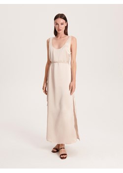 Reserved - Satynowa sukienka maxi - beżowy ze sklepu Reserved w kategorii Sukienki - zdjęcie 163480070