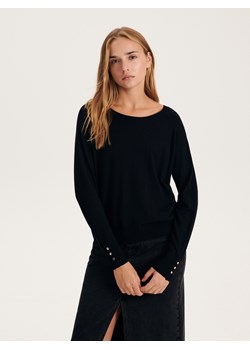Reserved - Gładki sweter z wiskozą - czarny ze sklepu Reserved w kategorii Swetry damskie - zdjęcie 163480442