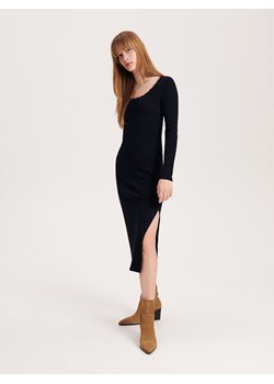 Reserved - Sukienka midi w prążek - czarny ze sklepu Reserved w kategorii Sukienki - zdjęcie 163481493