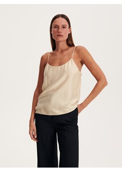 Reserved - Top z tkaniny cupro - beżowy ze sklepu Reserved w kategorii Bluzki damskie - zdjęcie 163481623