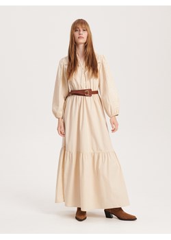 Reserved - Bawełniana sukienka maxi - beżowy ze sklepu Reserved w kategorii Sukienki - zdjęcie 163482771