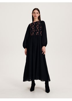 Reserved - Sukienka maxi z haftem - czarny ze sklepu Reserved w kategorii Sukienki - zdjęcie 163482820