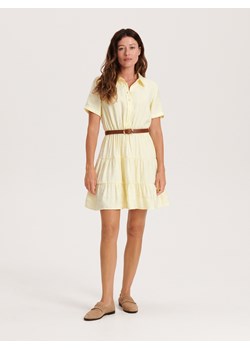 Reserved - Koszulowa sukienka mini - jasnożółty ze sklepu Reserved w kategorii Sukienki - zdjęcie 163484621