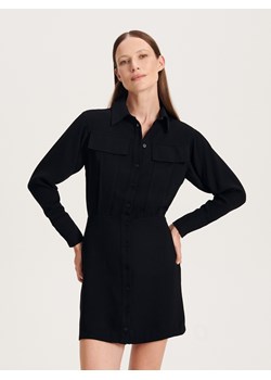 Reserved - Koszulowa sukienka mini - czarny ze sklepu Reserved w kategorii Sukienki - zdjęcie 163484814