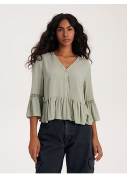 Reserved - Bluzka z wiskozy - oliwkowy ze sklepu Reserved w kategorii Bluzki damskie - zdjęcie 163485084