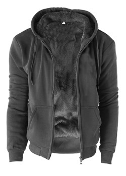 gruba bluza męska na futrze s2537A - czarna ze sklepu Risardi w kategorii Bluzy męskie - zdjęcie 163491481