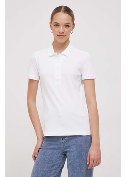 Lacoste T-shirt PF5462 damski kolor biały z kołnierzykiem PF5462-001 ze sklepu ANSWEAR.com w kategorii Bluzki damskie - zdjęcie 163494171