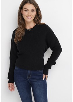 Czarny Sweter ze Ściągaczami na Rękawach Ceshia ze sklepu Born2be Odzież w kategorii Swetry damskie - zdjęcie 163494514