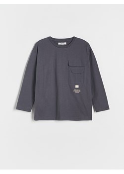 Reserved - Longsleeve oversize z kieszenią - ciemnoszary ze sklepu Reserved w kategorii T-shirty chłopięce - zdjęcie 163499922