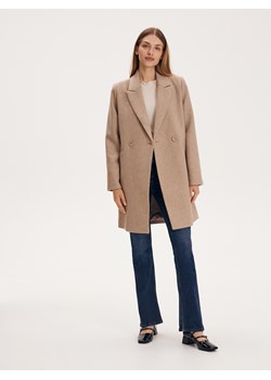 Reserved - Płaszcz z wełną - kremowy ze sklepu Reserved w kategorii Płaszcze damskie - zdjęcie 163500591