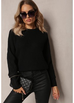 Czarny Sweter w Dekoracyjny Splot Tertille ze sklepu Renee odzież w kategorii Swetry damskie - zdjęcie 163501773