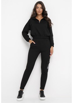Czarny Bawełniany Komplet Dresowy z Bluzą i Spodniami Tomija ze sklepu Born2be Odzież w kategorii Dresy damskie - zdjęcie 163502110