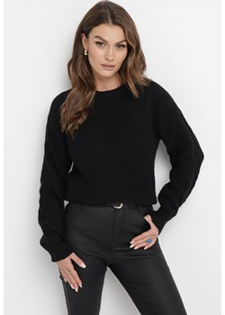 Czarny Sweter w Ozdobny Splot Suzann ze sklepu Born2be Odzież w kategorii Swetry damskie - zdjęcie 163502251