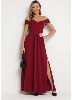 Ciemnobordowa Rozkloszowana Sukienka na Ramiączkach Maxi Chilli ze sklepu Born2be Odzież w kategorii Sukienki - zdjęcie 163502411