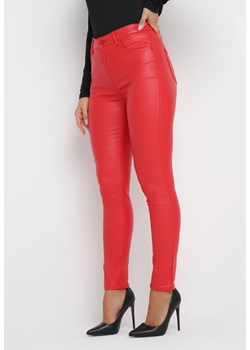 Czerwone Spodnie Skinny z Imitacji Skóry Daciss ze sklepu Born2be Odzież w kategorii Spodnie damskie - zdjęcie 163503984
