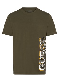 GUESS T-shirt męski Mężczyźni Bawełna oliwkowy nadruk ze sklepu vangraaf w kategorii T-shirty męskie - zdjęcie 163504712