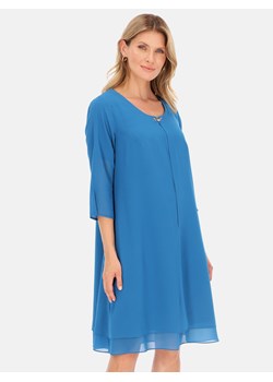 Niebieska sukienka z narzutką Potis & Verso Anna ze sklepu Eye For Fashion w kategorii Sukienki - zdjęcie 163505823