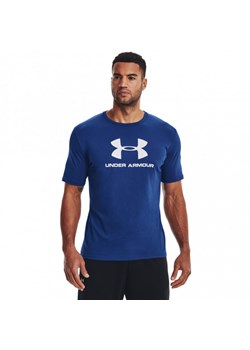 Męski t-shirt z nadrukiem UNDER ARMOUR SPORTSTYLE LOGO SS - niebieski ze sklepu Sportstylestory.com w kategorii T-shirty męskie - zdjęcie 163508772