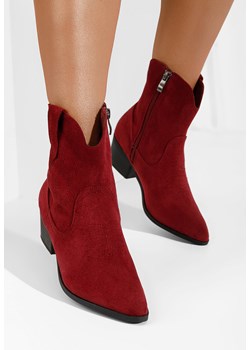 Czerwone kowbojki damskie Mystia ze sklepu Zapatos w kategorii Botki - zdjęcie 163509881